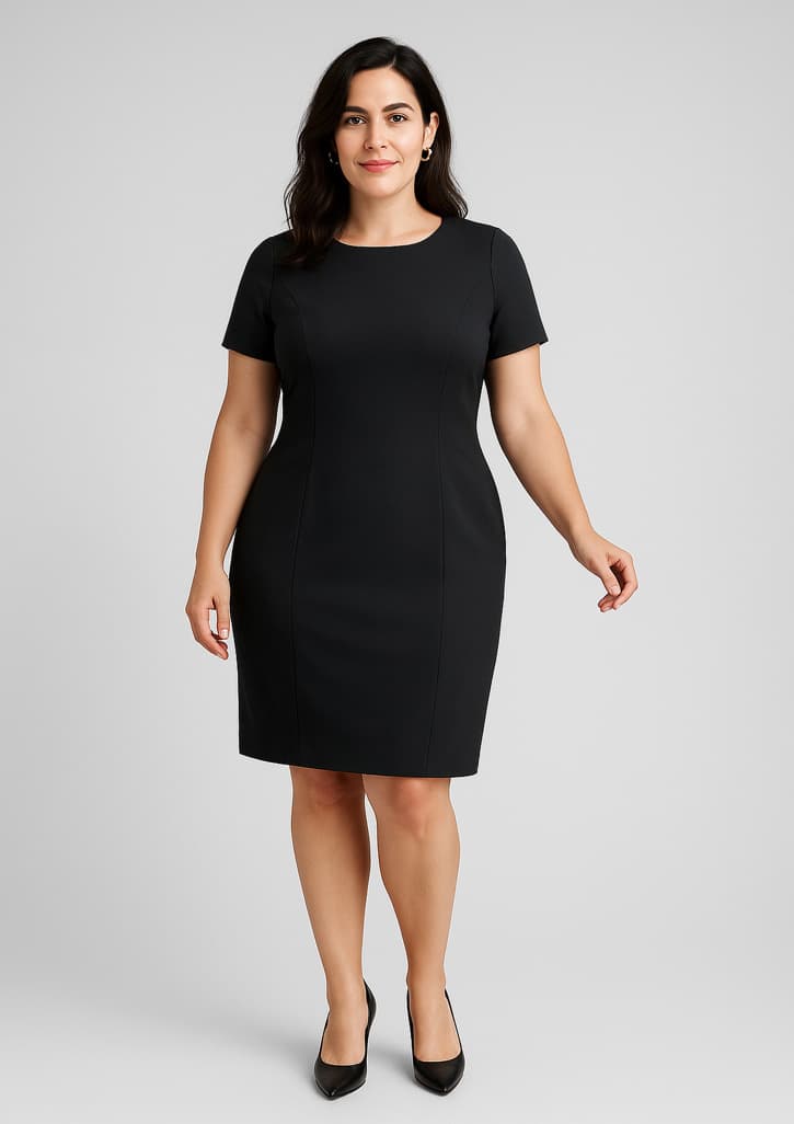 Comfort Wool Stretch Womens Short Sleeve Shift Dress
