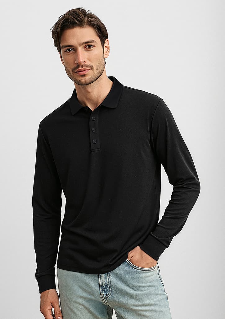Action Mens Long Sleeve Polo