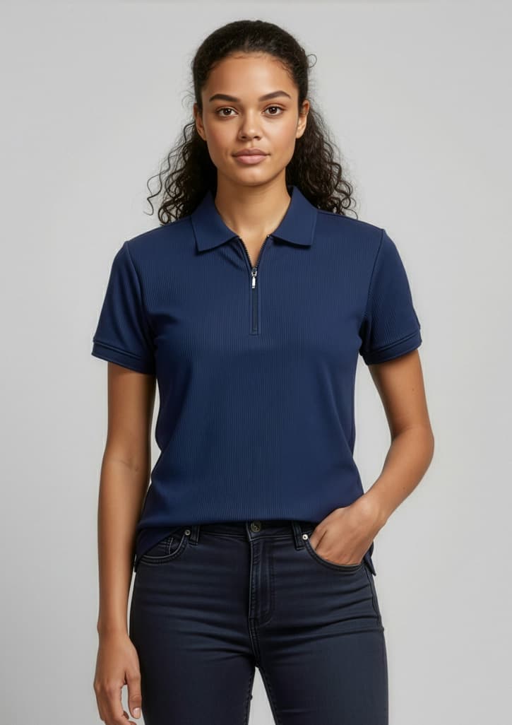 Micro Womens Waffle Short Sleeve Polo