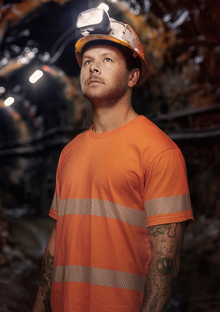 Mens Hi Vis Segmented Tape Cotton Tee