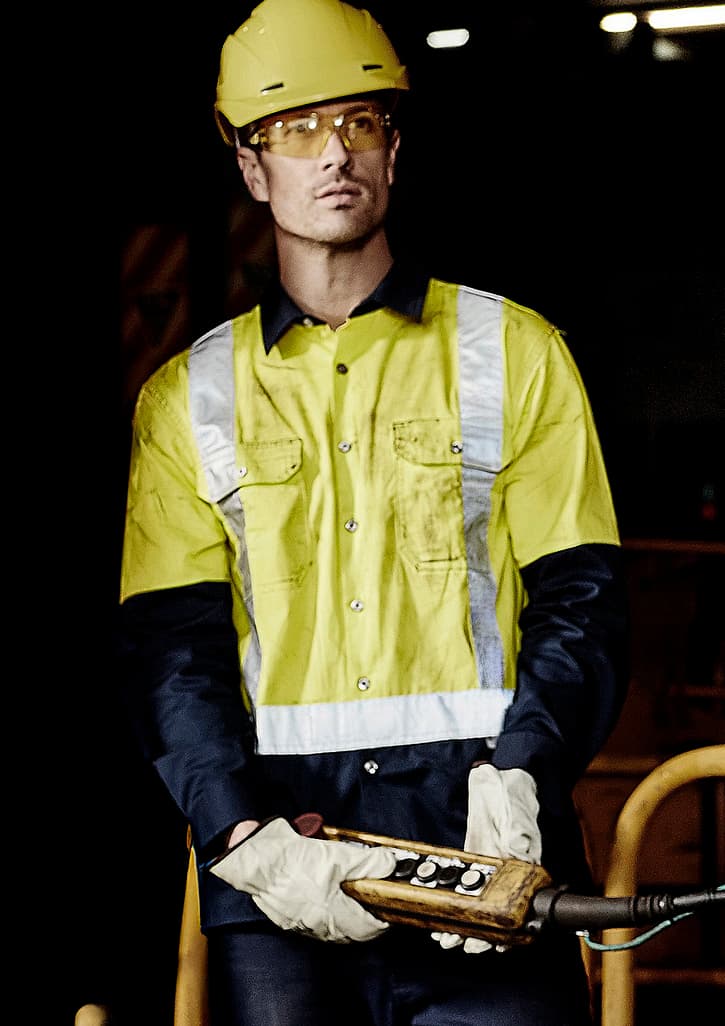 Mens Industrial Long Sleeve Shirt - Shoulder Taped