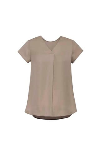 Kayla Womens V-Neck Pleat Blouse