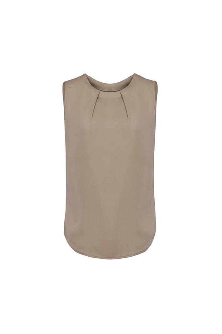 Estelle Womens Sleeveless Pleat Detail Blouse