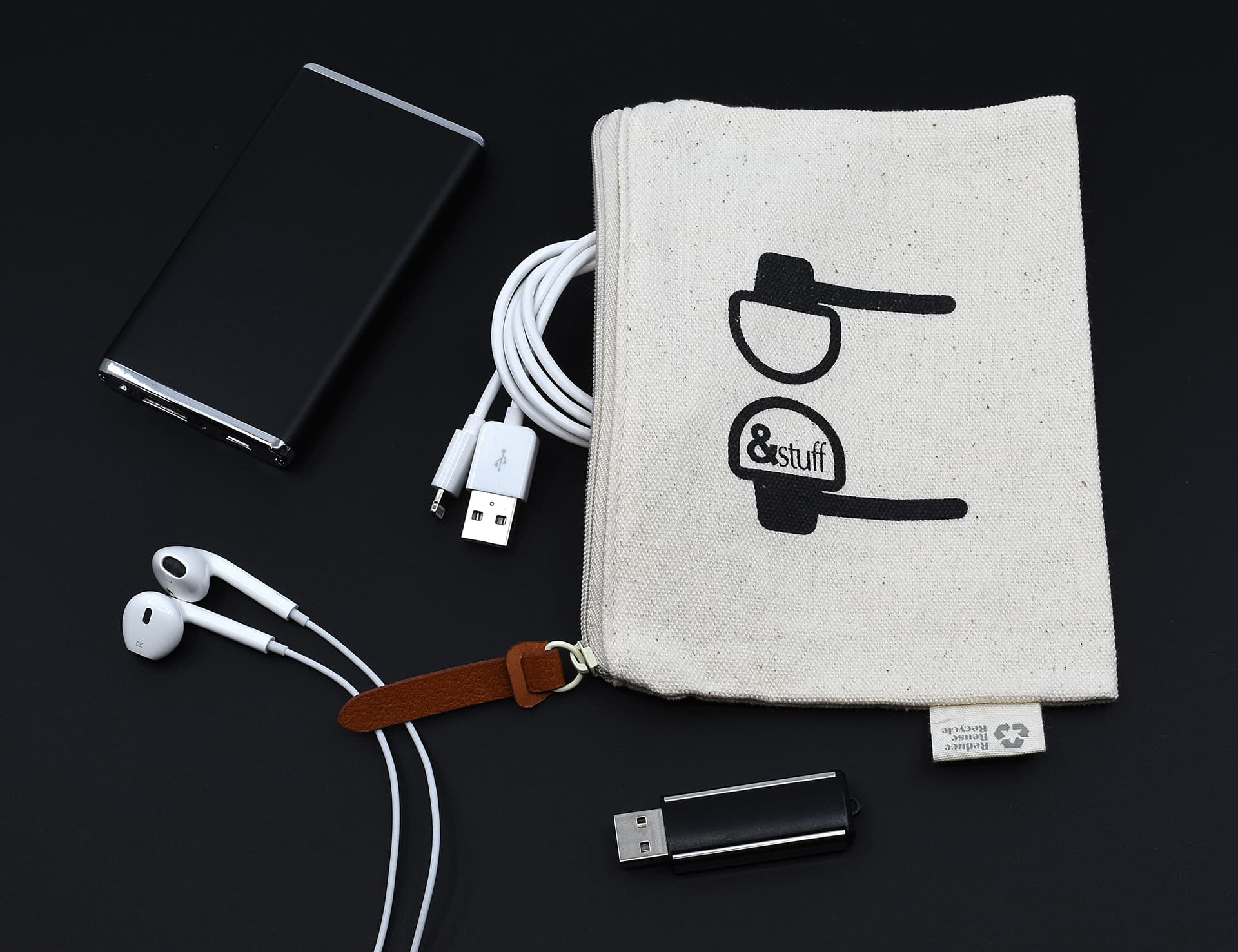 Calico Earphone Pouch 12.5cm x 17cm