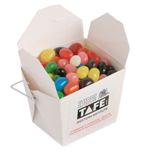White Cardboard Noodle Box with Mini Jelly Beans 100g