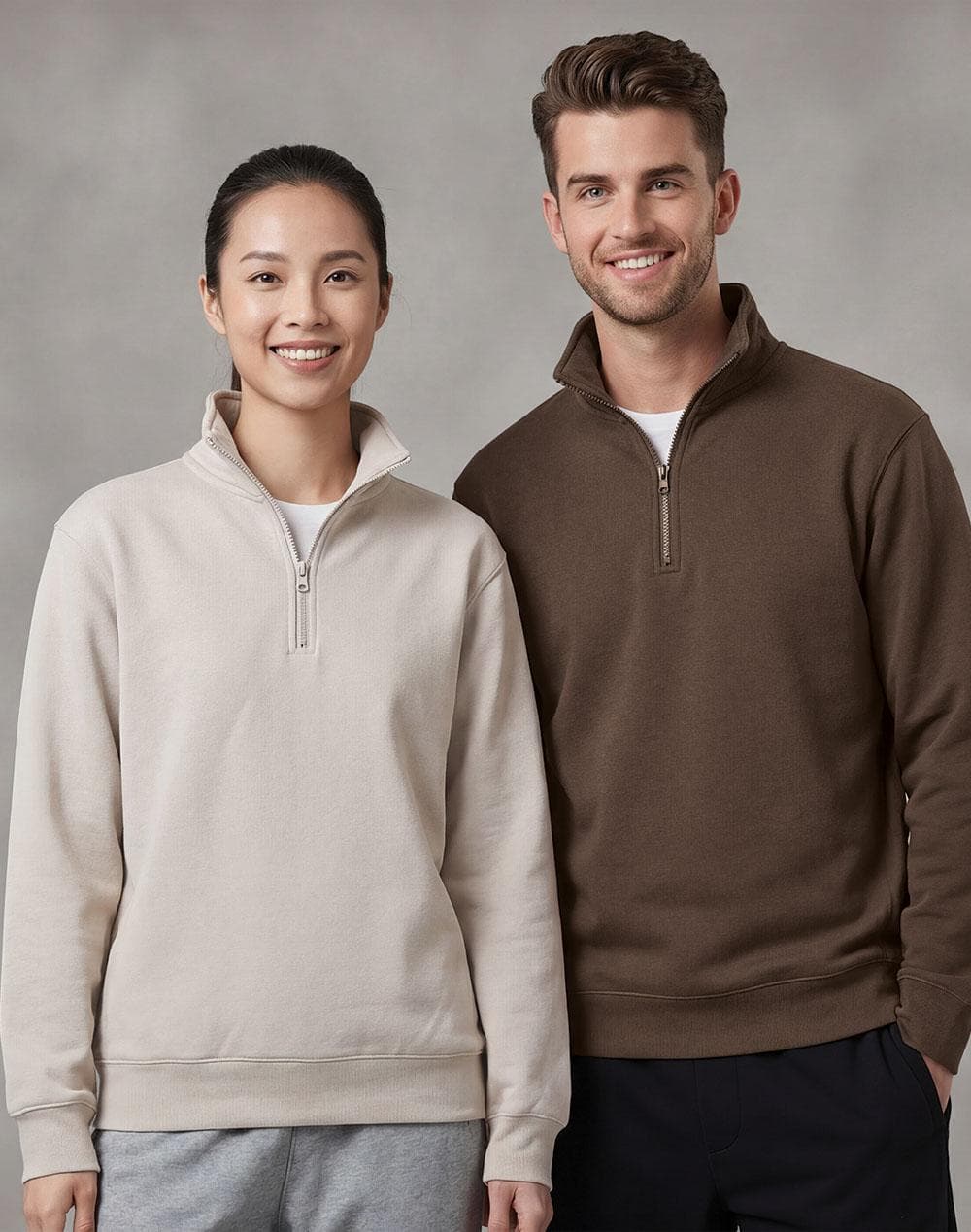 1/2 zip collar fleecy sweat