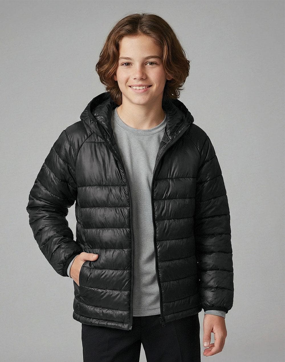 Kids' Sustainable Lightweight Hooded Puffer Jacket