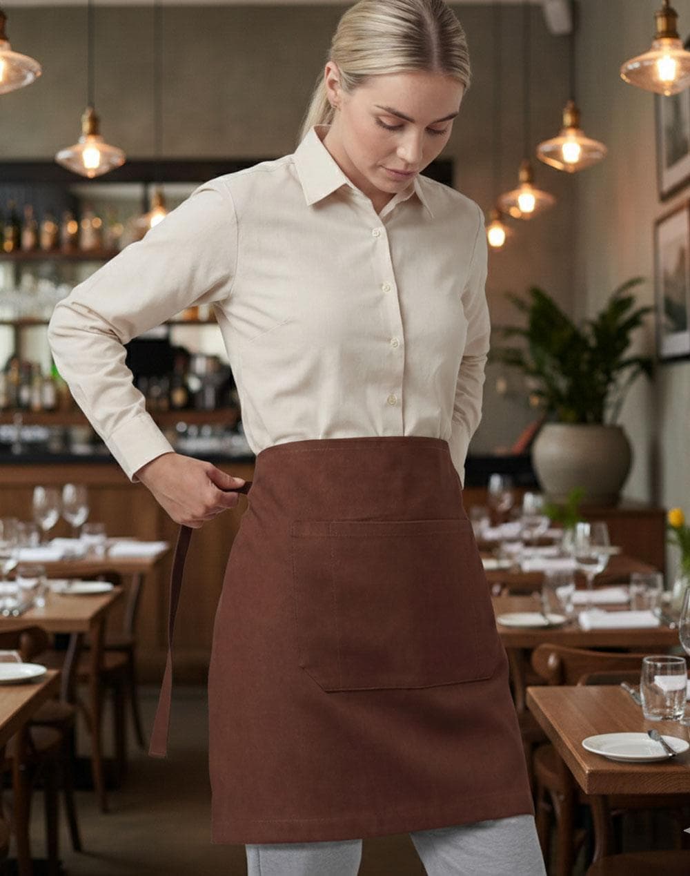 [AP06(M3100)] Canvas Short Waist Apron