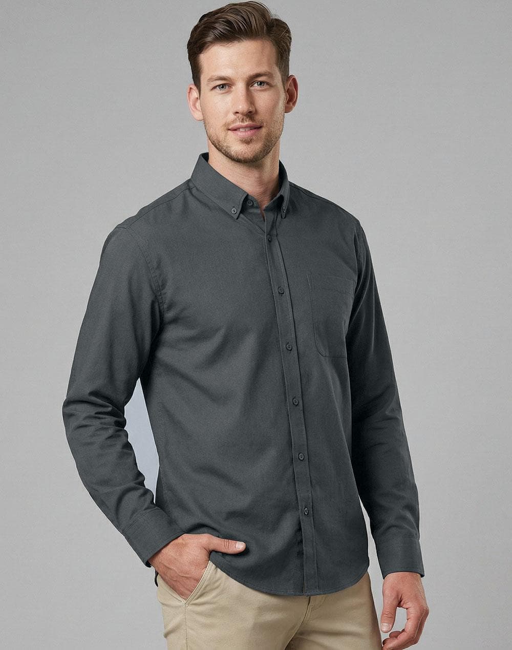 Men's Smart Casual Cotton Blend L/S Shirt
