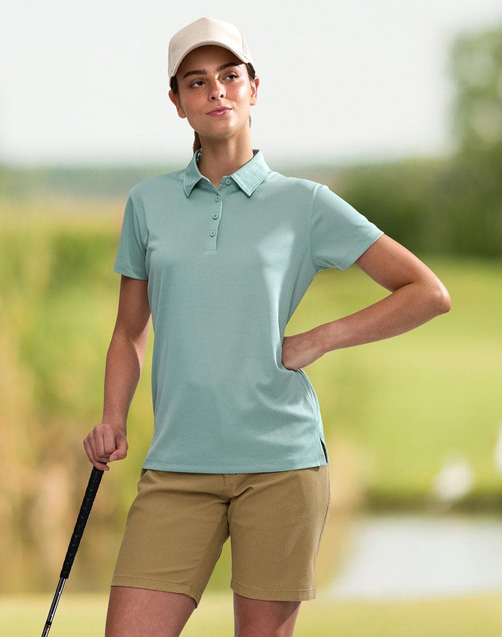 Ladies' Sustainable Jacquard Knit S/S Polo