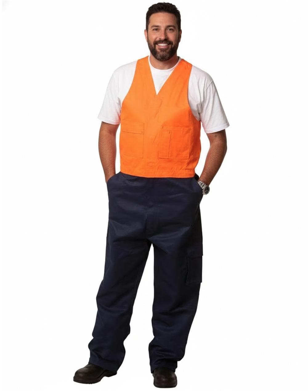 Hi-His Two Tone Men's Cotton Drill Action Back Overall-Regular