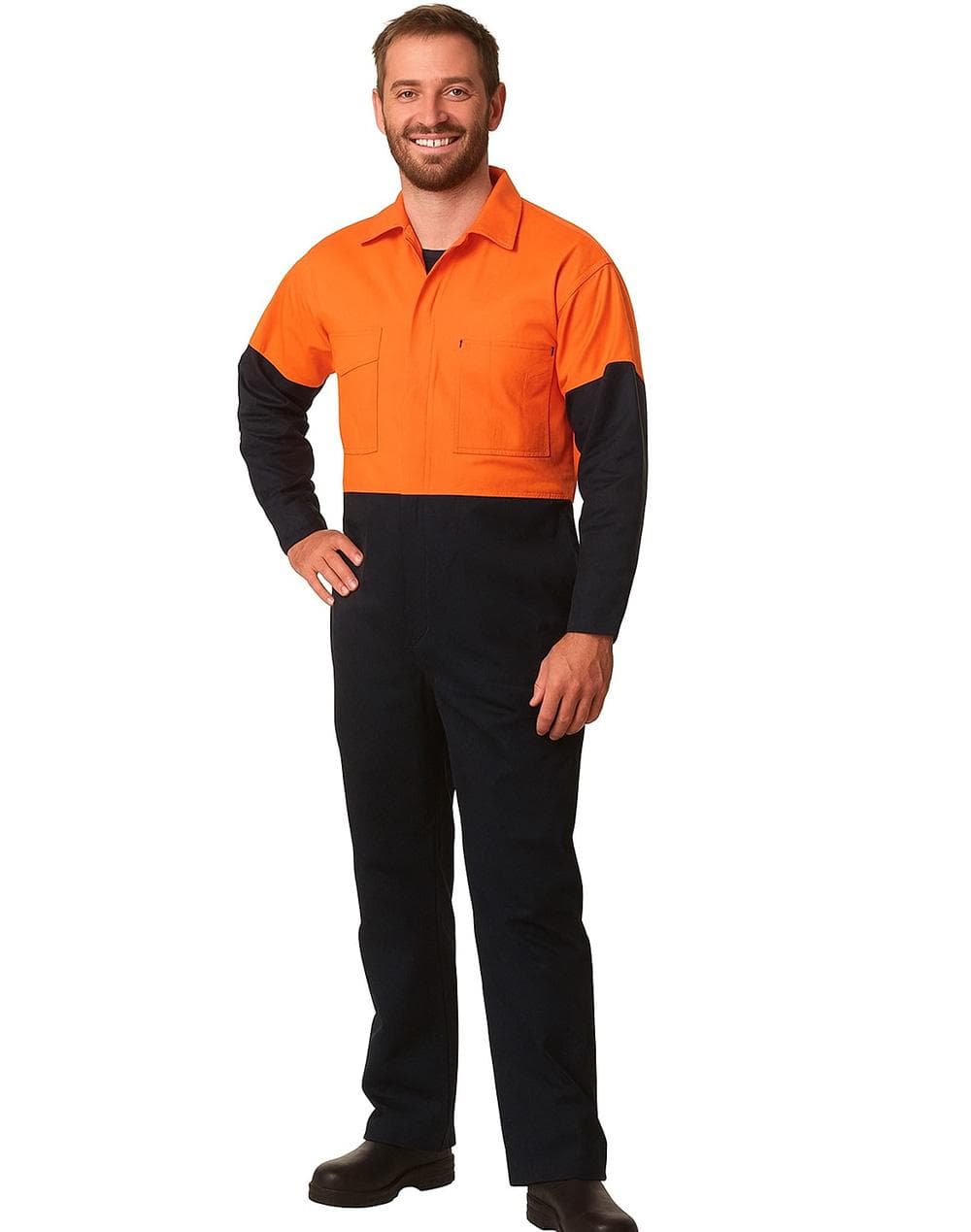Hi-Vis Two Tone Men's Cotton Drill Coverall-Stout