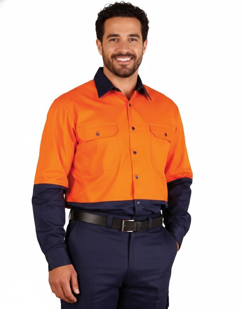 Hi-Vis two tone Cool-Breeze L/S cotton work shirt