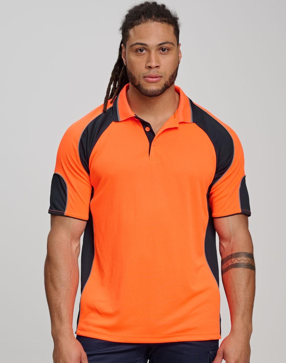 Men's Hi-Vis Cooldry Contrast Polo with Sleeve Panels