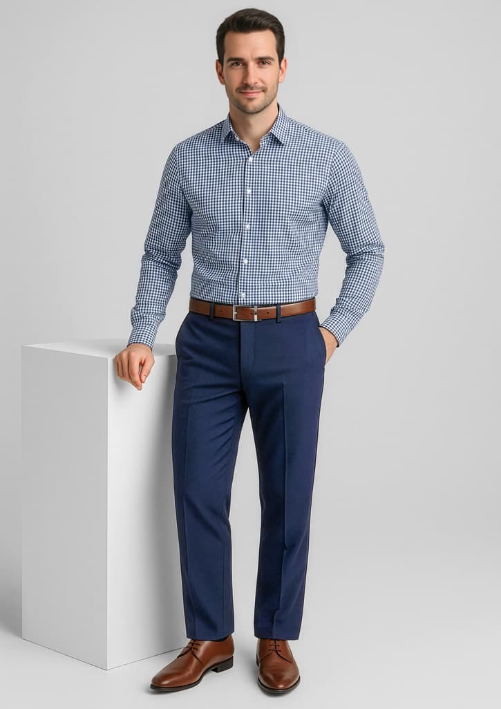 Comfort Wool Stretch Mens Flat Front Pant