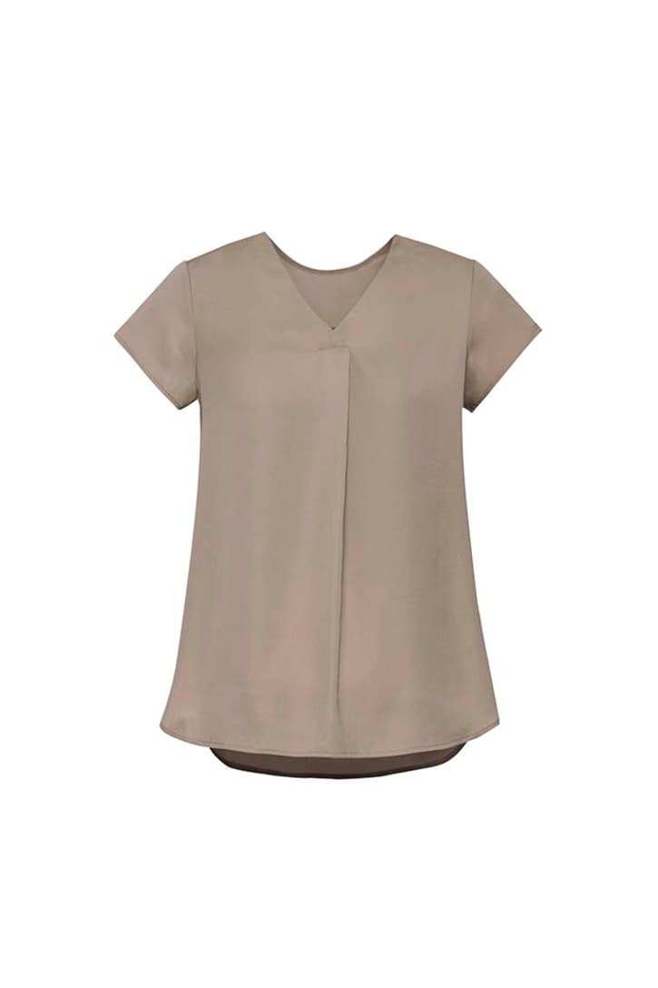 Kayla Womens V-Neck Pleat Blouse