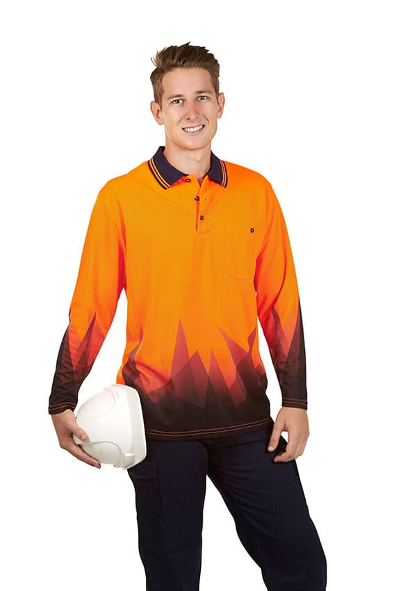 Hi Vis Sublimation Polo Long sleeve