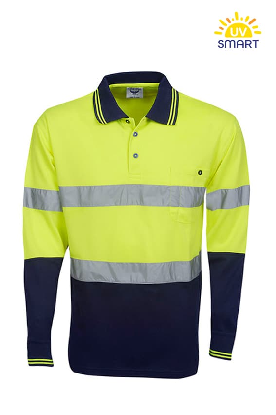 Day/night Hi Vis Cooldry Polo, Long Sleeve