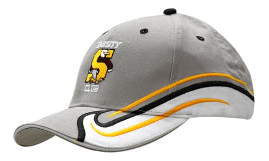 Brushed Heavy Cotton with Sandwich Trim & Fabric Inserts/Embroidery on Crown & Peak