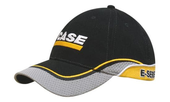 Brushed Heavy Cotton with Mesh Peak and Crown Indent, Embroidered Trim and Piping