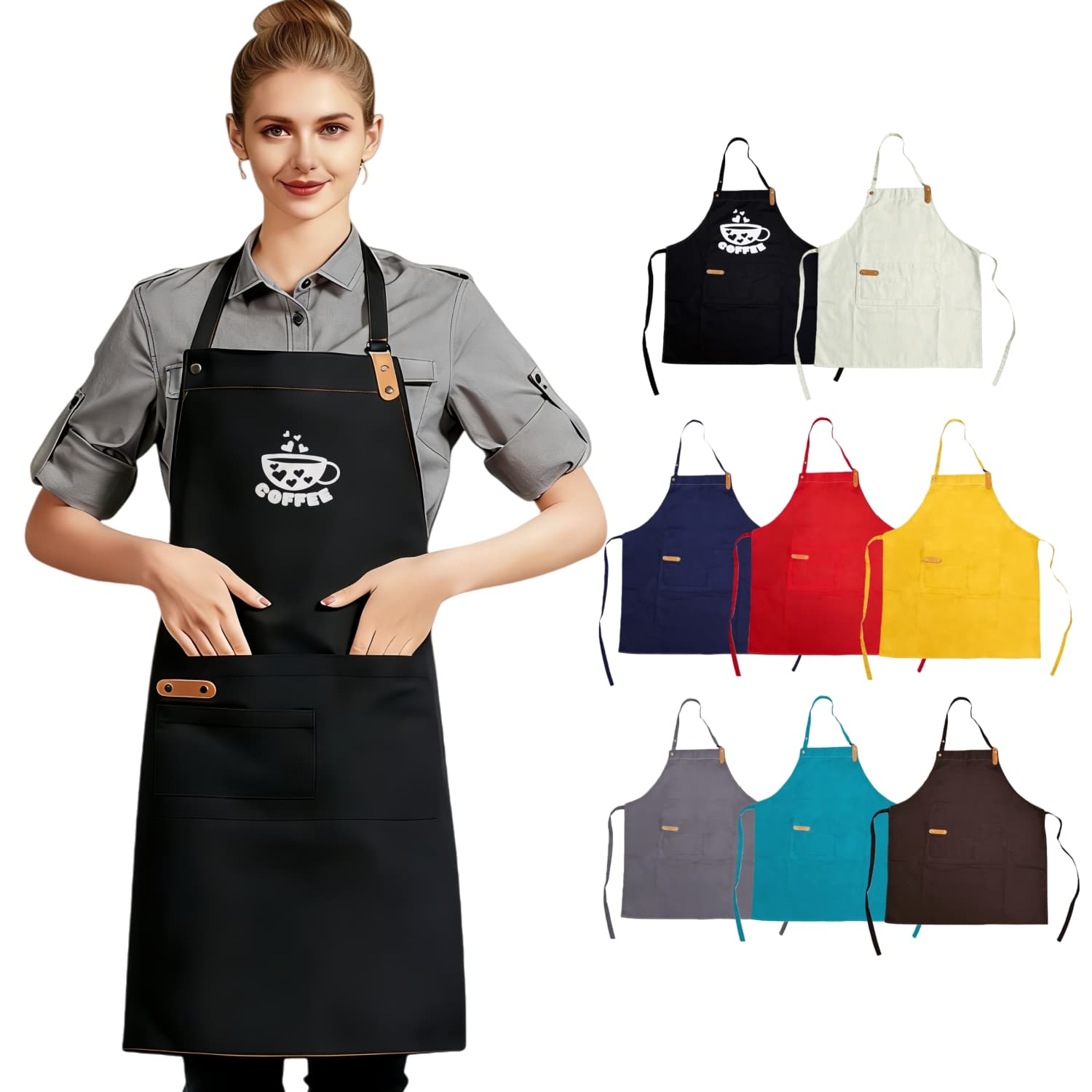 Poly-Cotton Canvas Full Bib Apron With Neck Strap