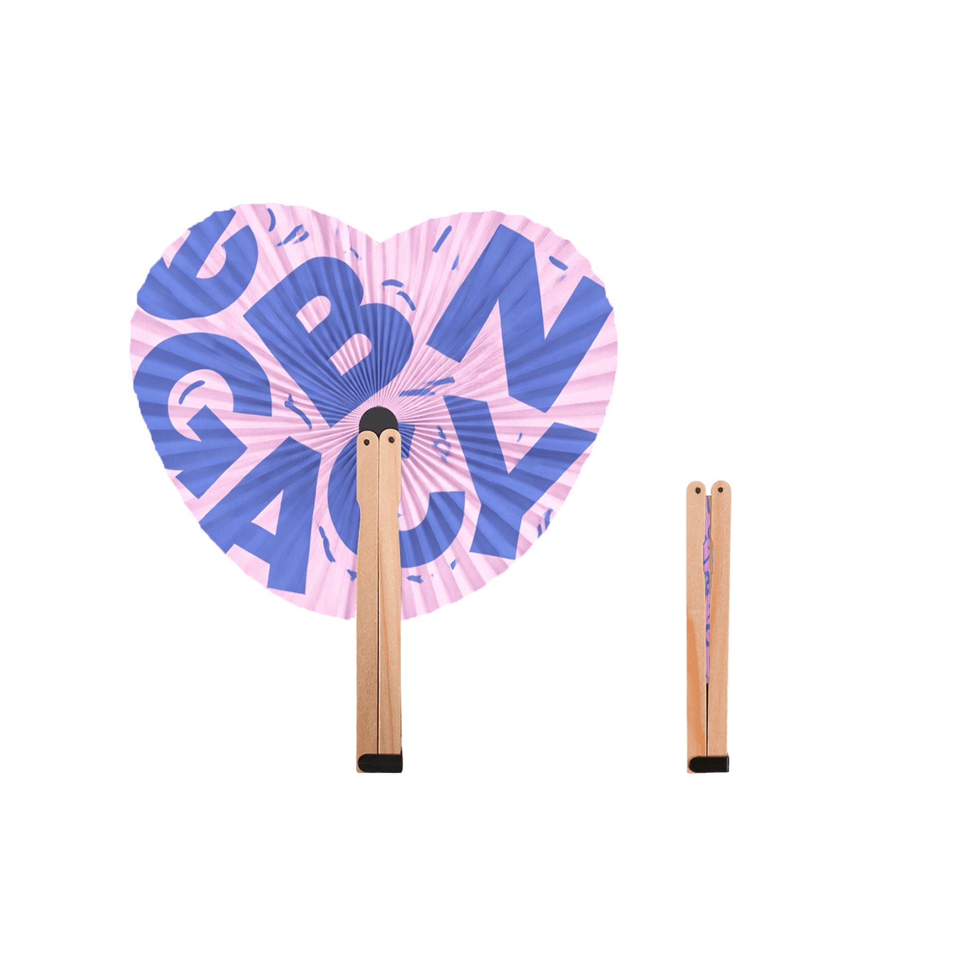 Heart Shape Wooden Paper Fan