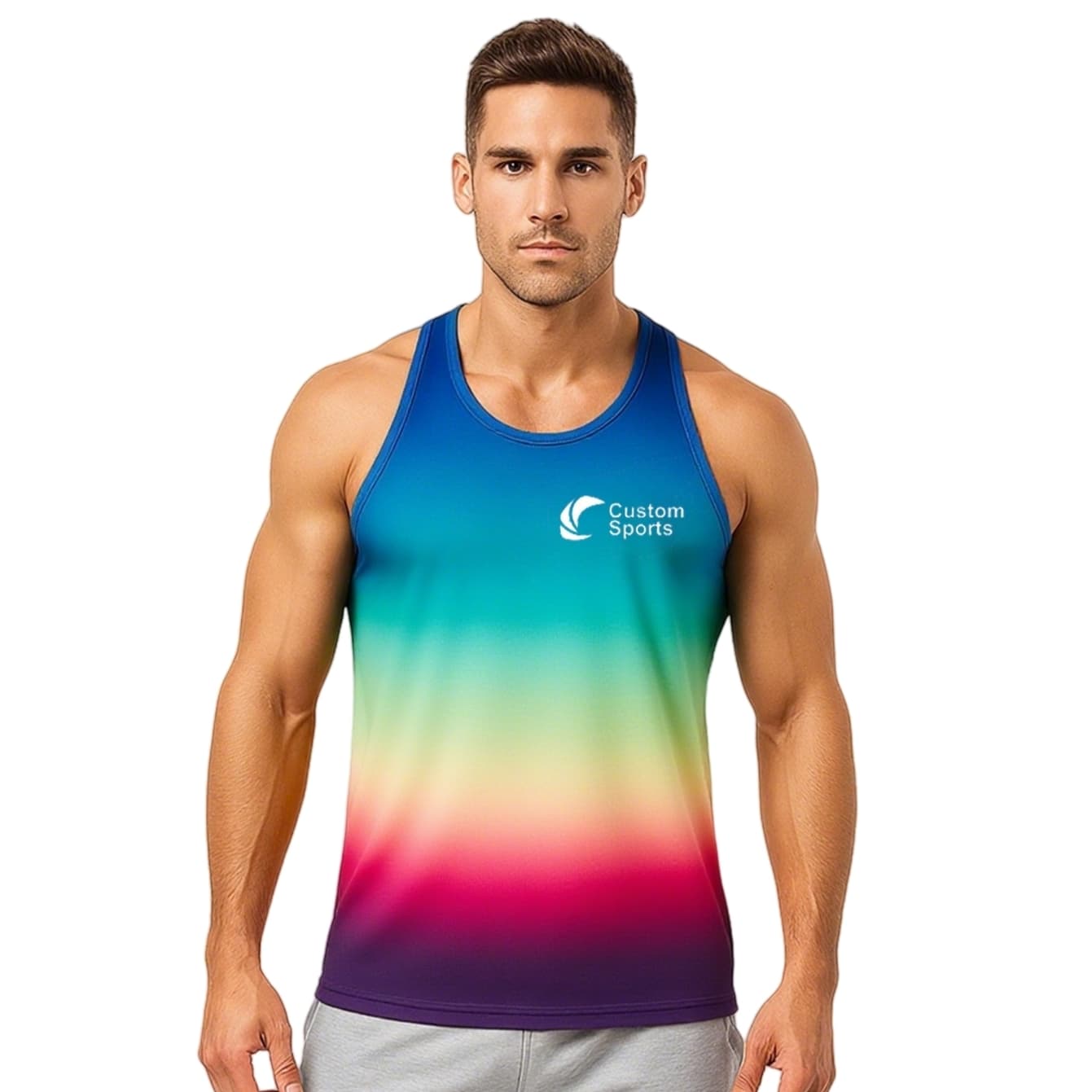 100% Polyester Micro Mesh Sublimated Crew Neck Racerback Singlet