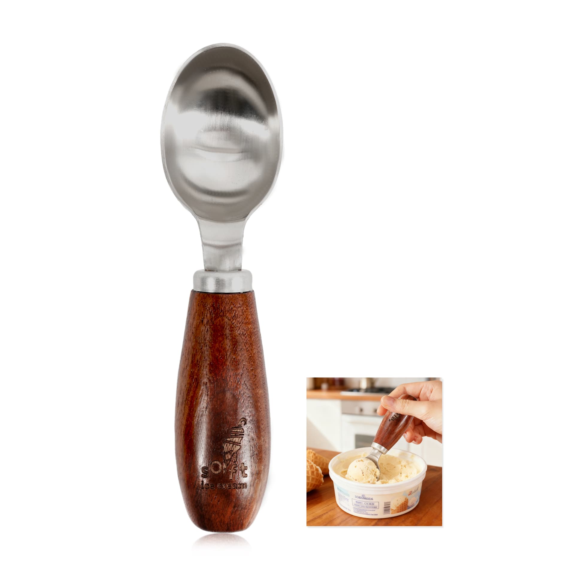 Wood Handle Ice Cream Scoop