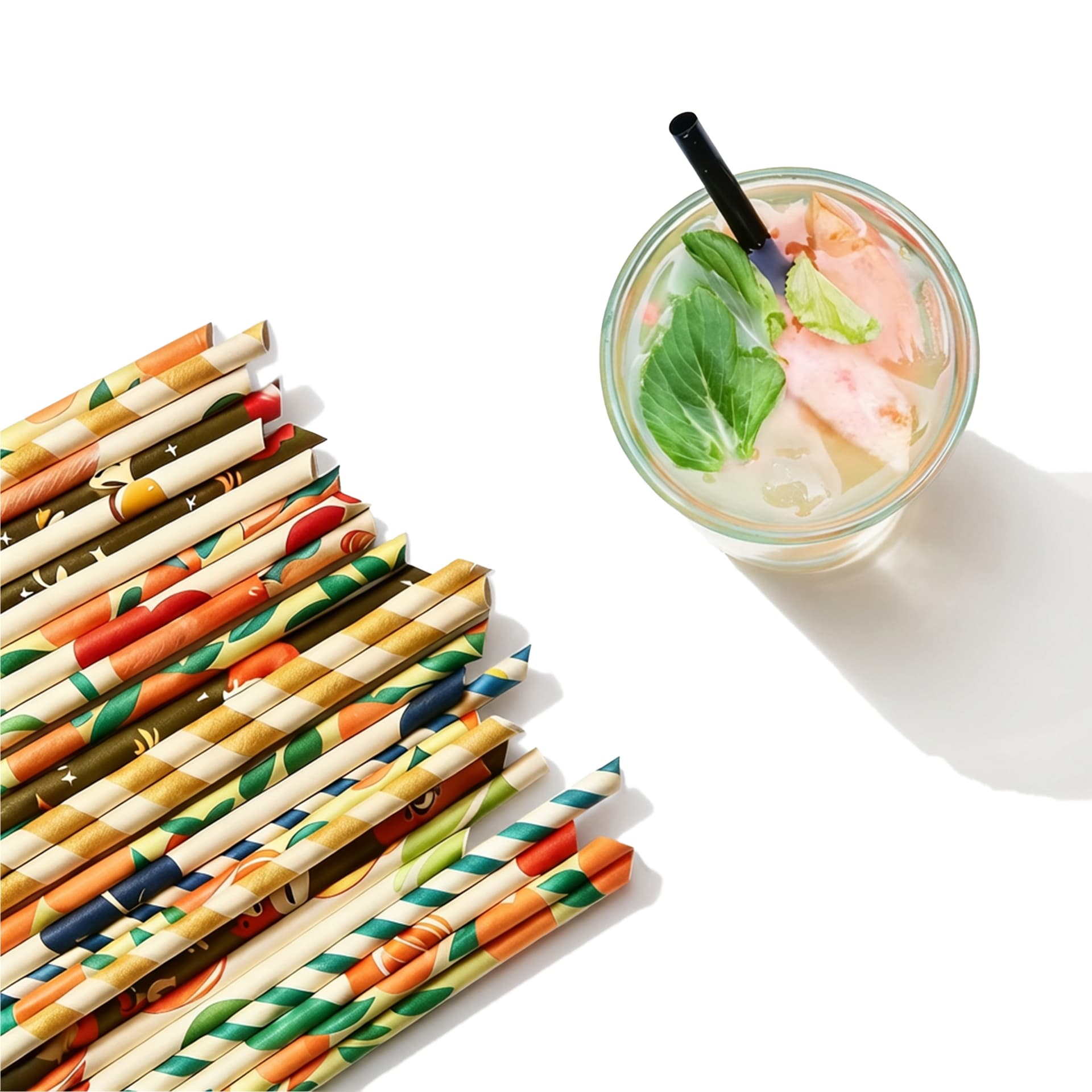 Custom Disposable 4-Ply Straight Angled Paper Straws