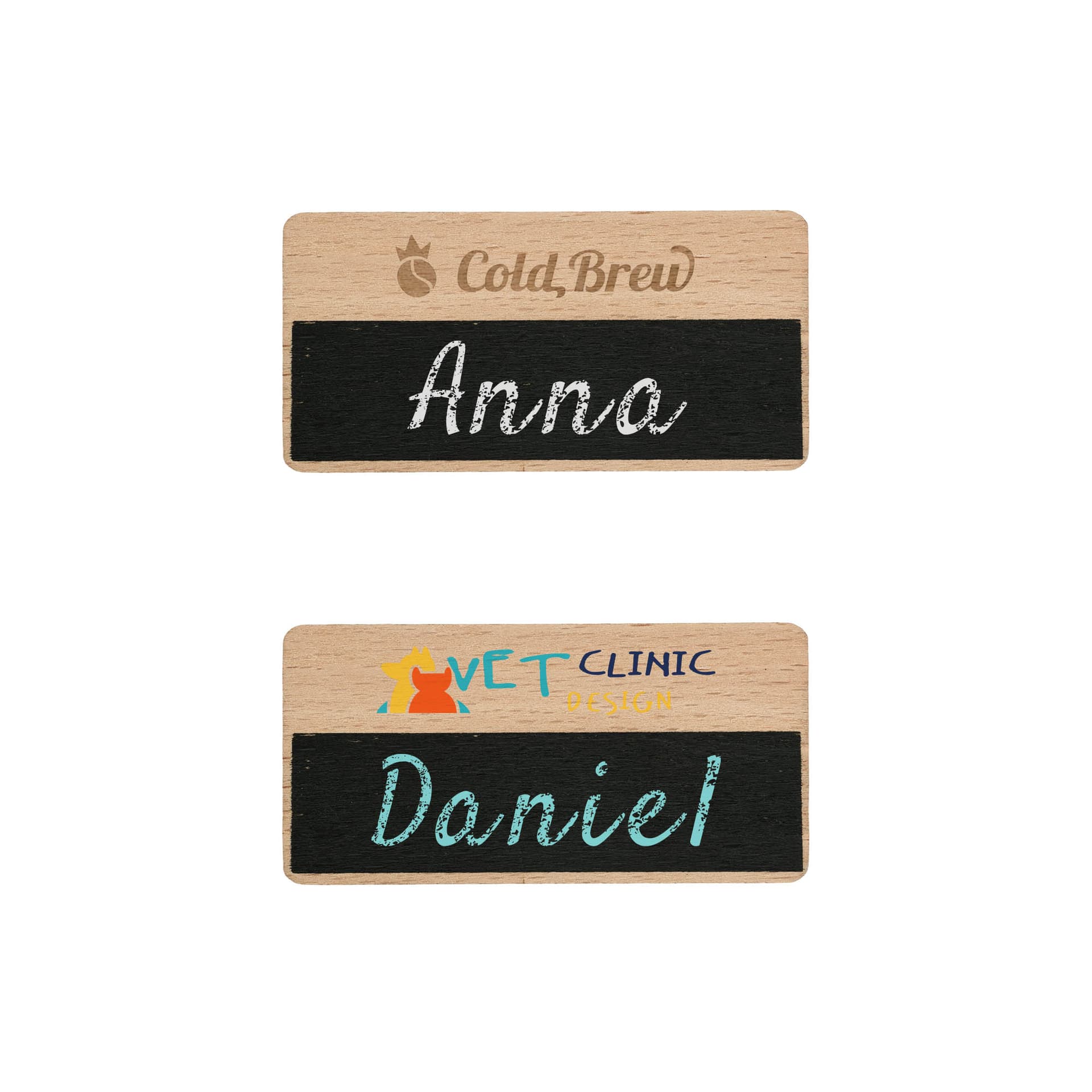 Erasable Wooden Chalkboard Name Badge