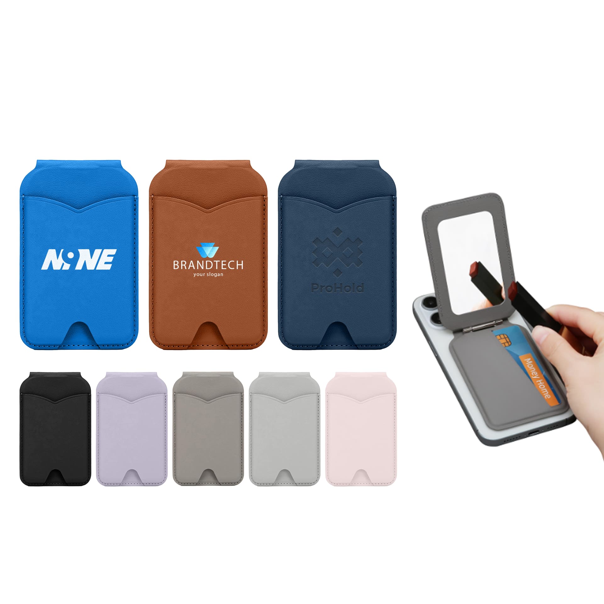 PU Magnetic Card Holder with Mirror