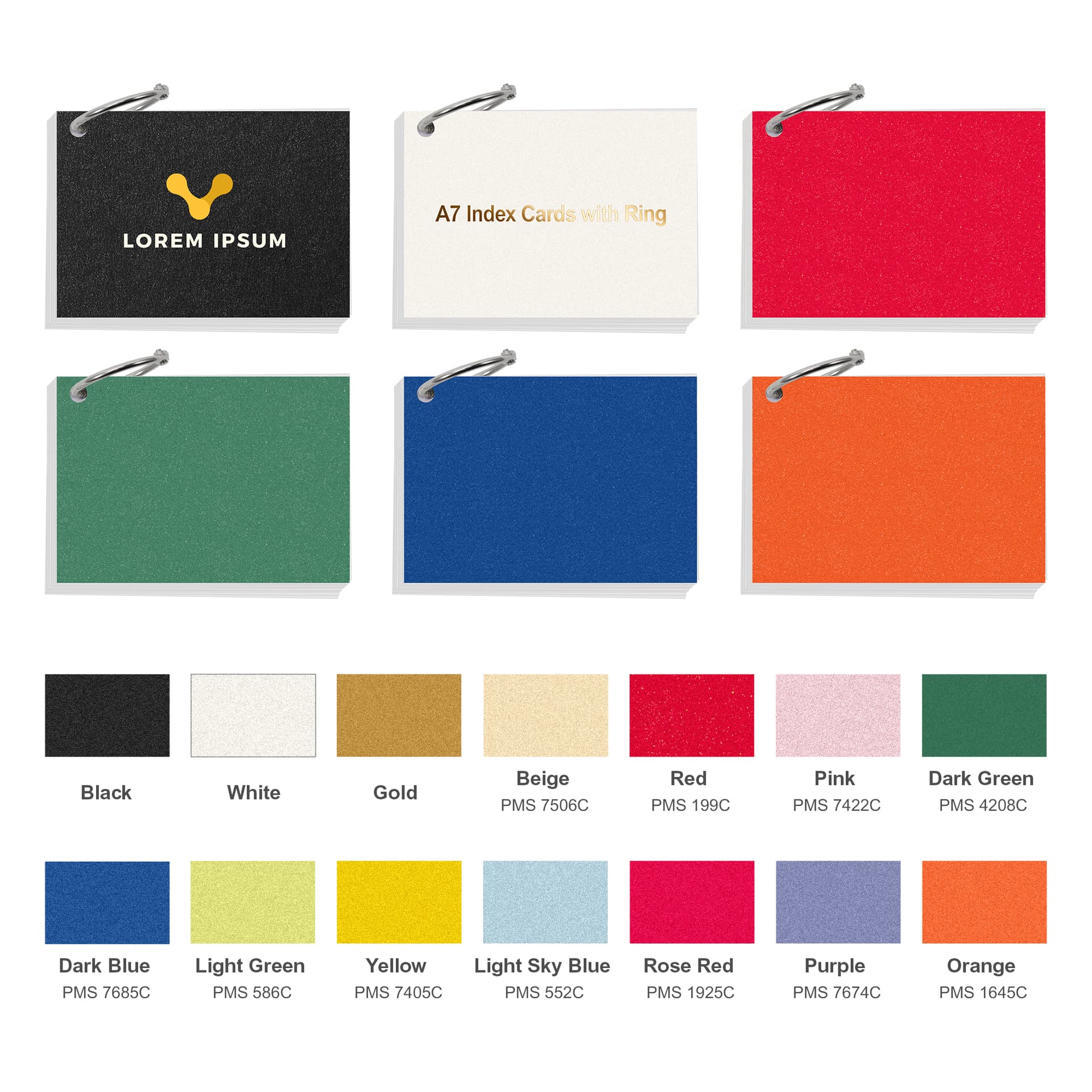 A7 Pearlescent Index Cards with Ring
