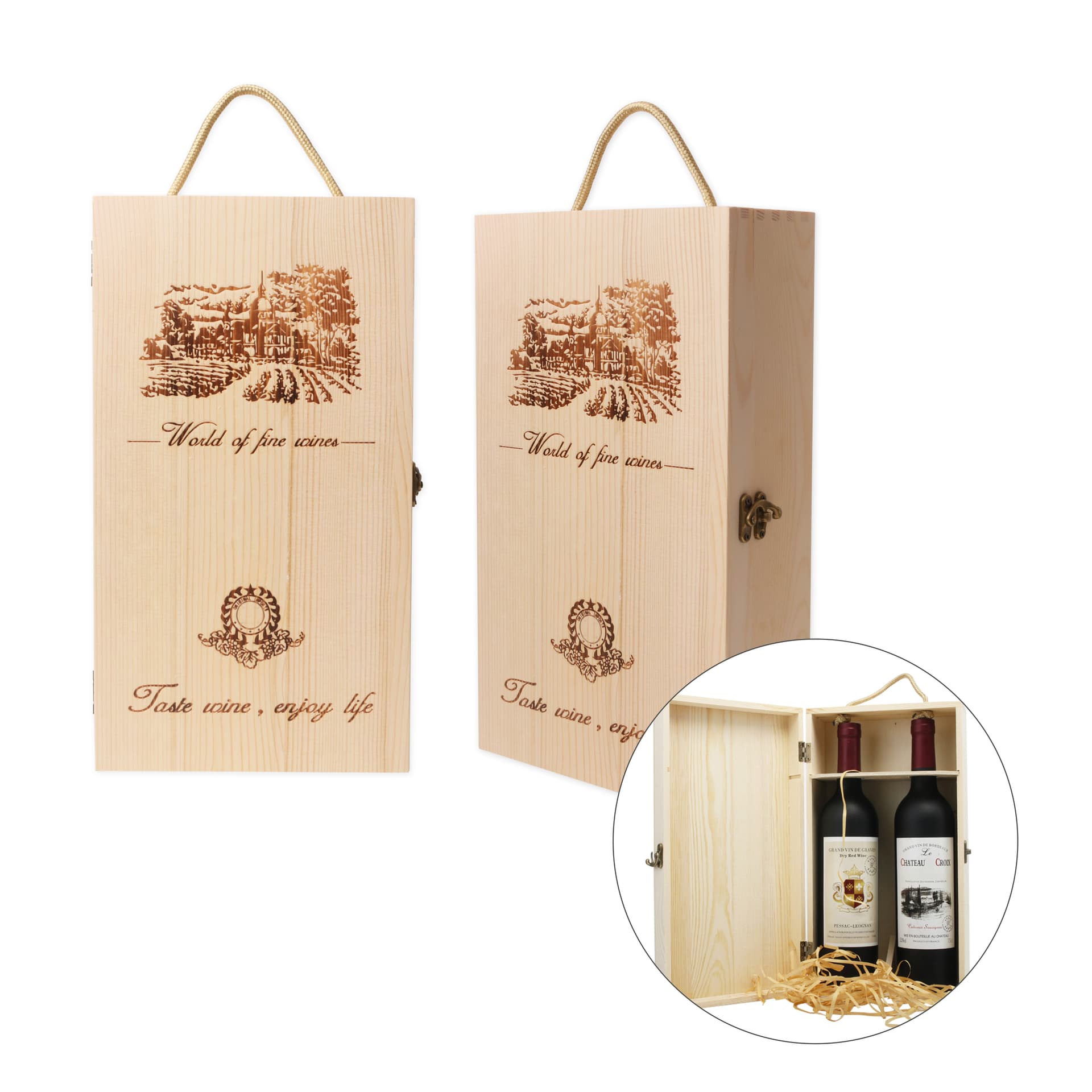 Double Bottle Wooden Wine Box