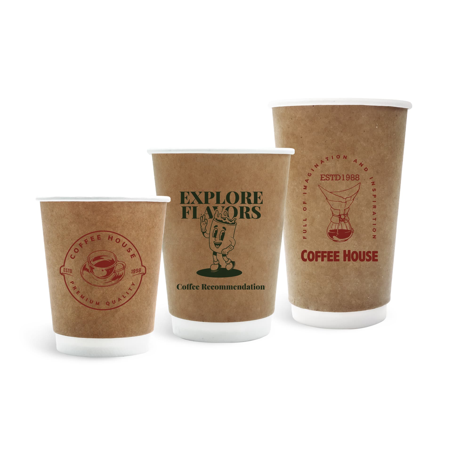 Custom Disposable Double Wall Kraft Paper Cups