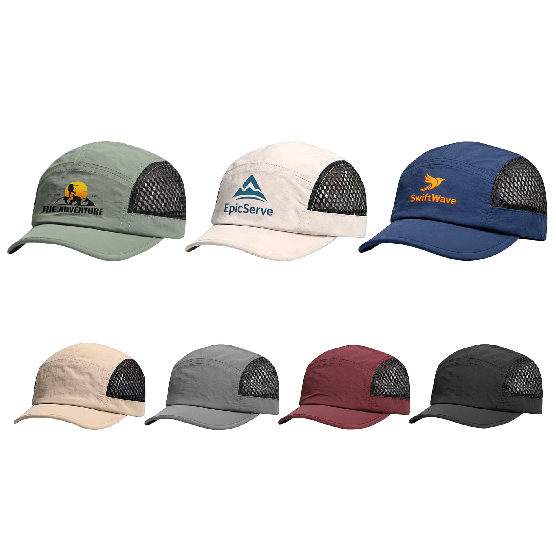 5 Panel Short Brimmed Mesh Running Cap