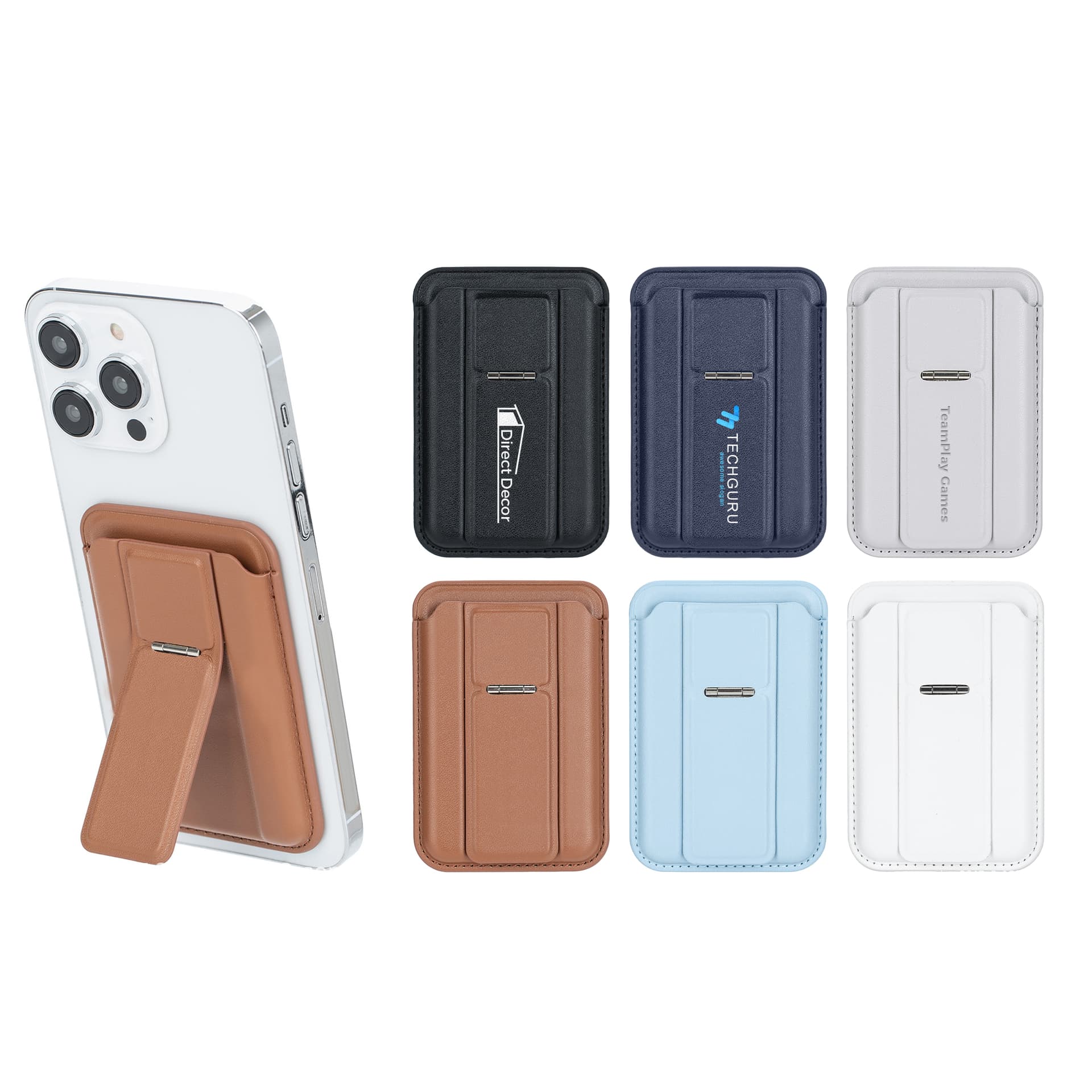 PU Magnetic Card Holder with Phone Stand