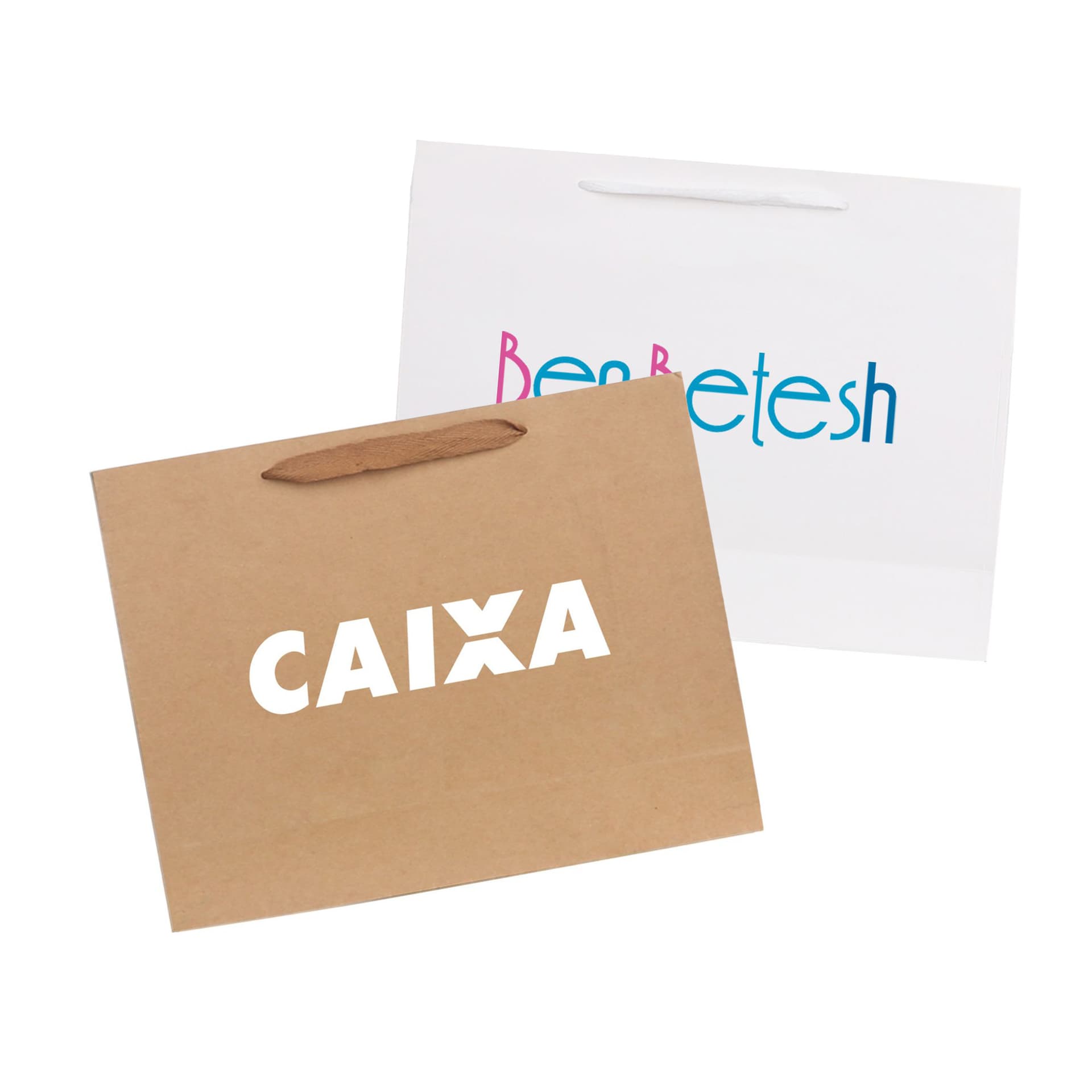 Large Crosswise Paper Bag with Fabric Flat Handle(320 x 250 x 110mm)