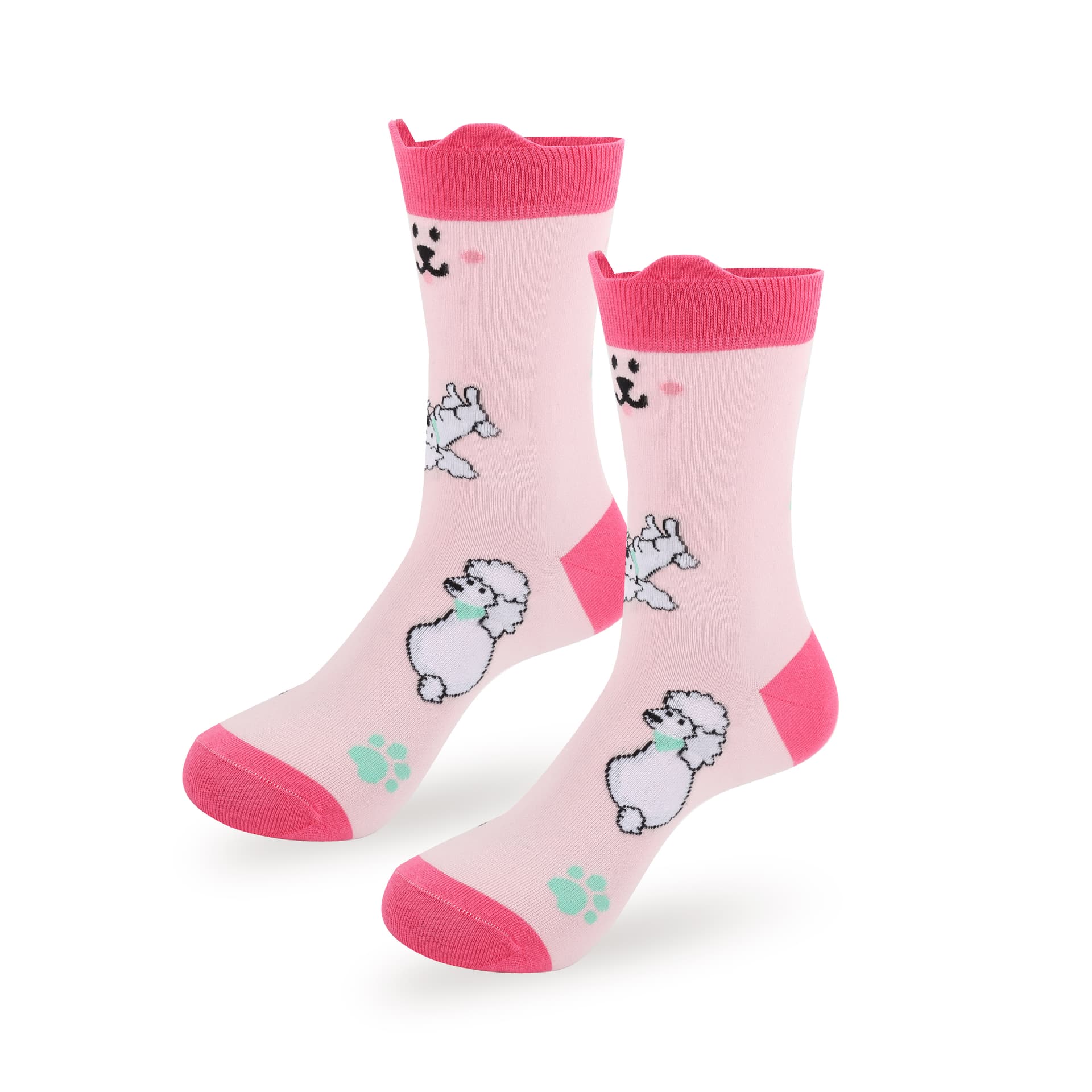 Ear Shaped Crew Custom Pattern Woven Socks