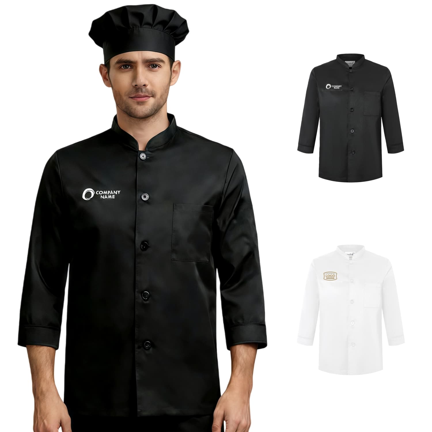 Classic 3/4 Sleeves Single Breasted Chef Jacket