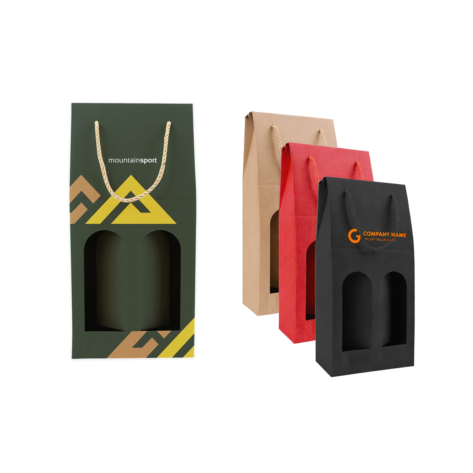 Double Bottle Wine Box with Rope Handle