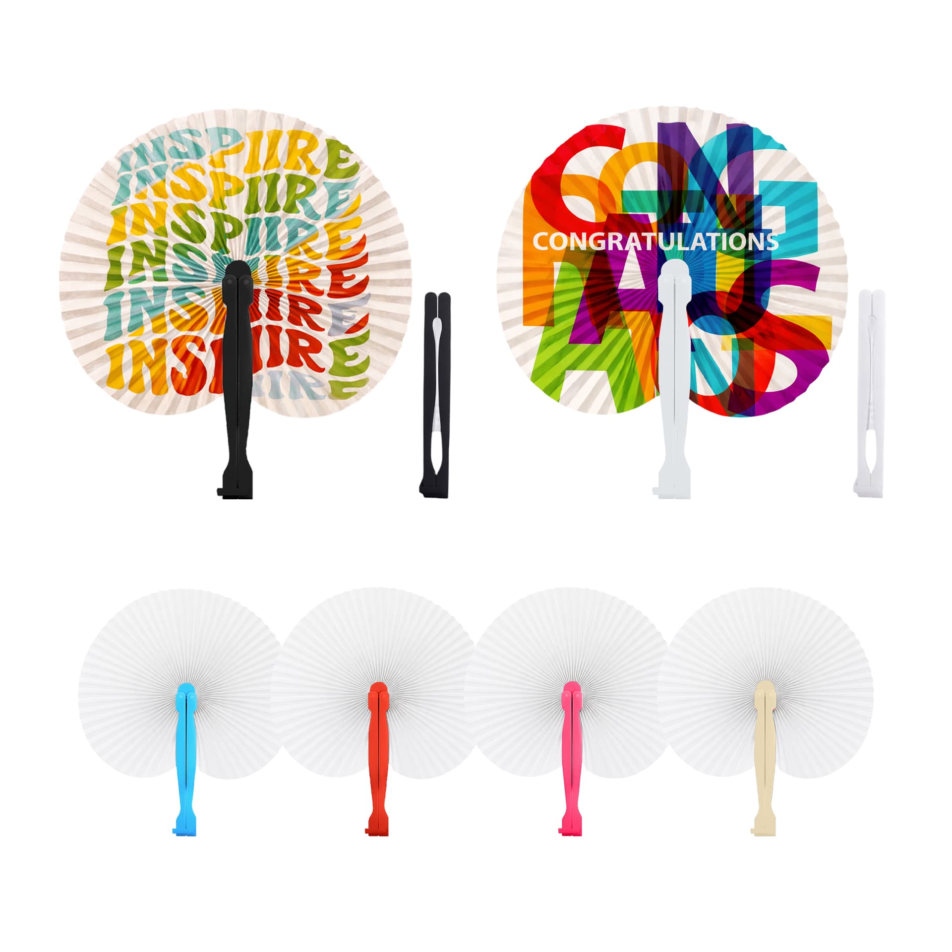 Peach Shape Plastic Handle Paper Fan