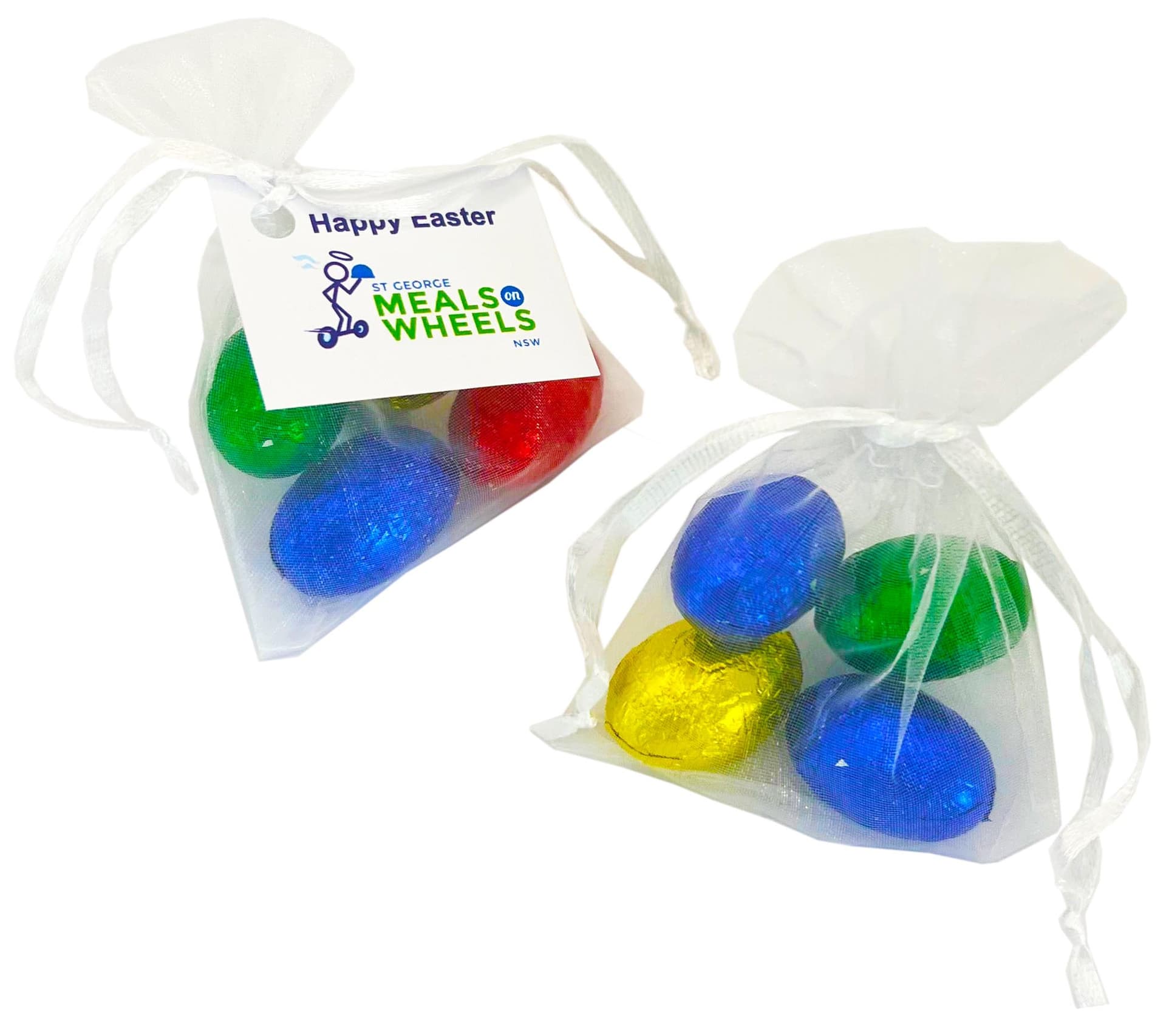 Mini Solid Easter Eggs in Organza Bag x4