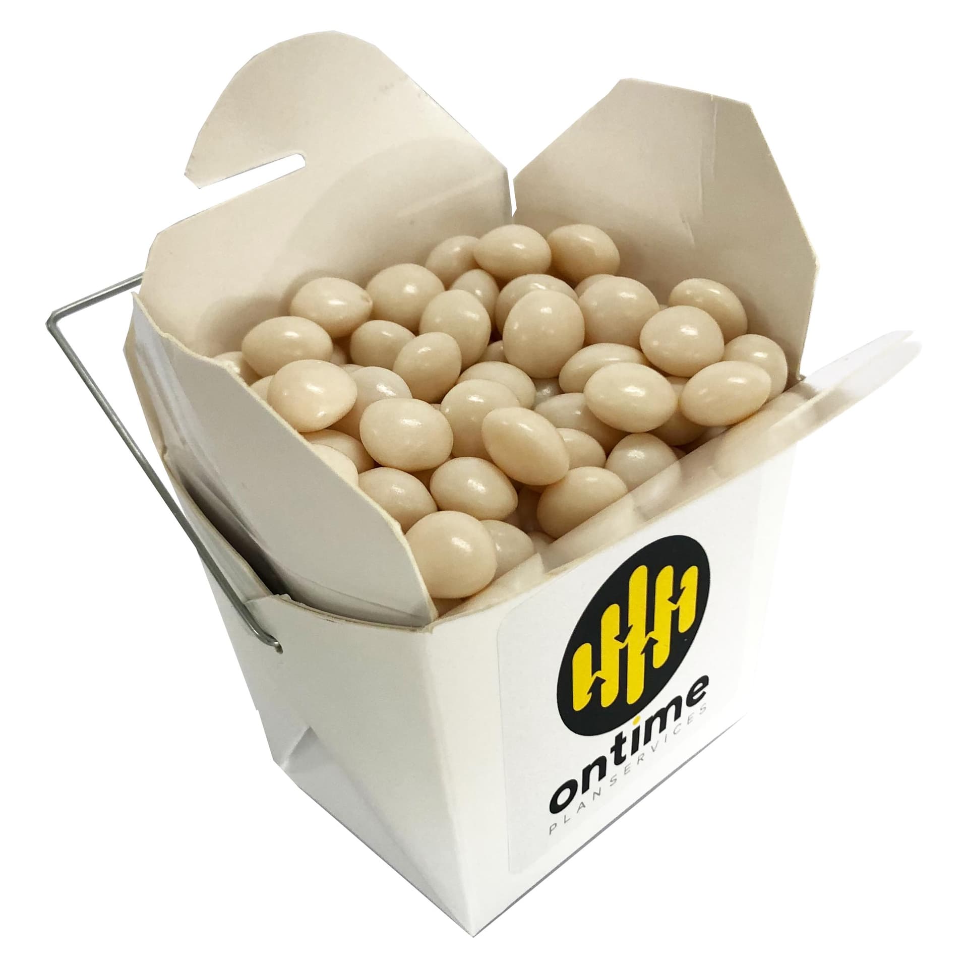 White Cardboard Noodle Box with Chewy Mints 100g