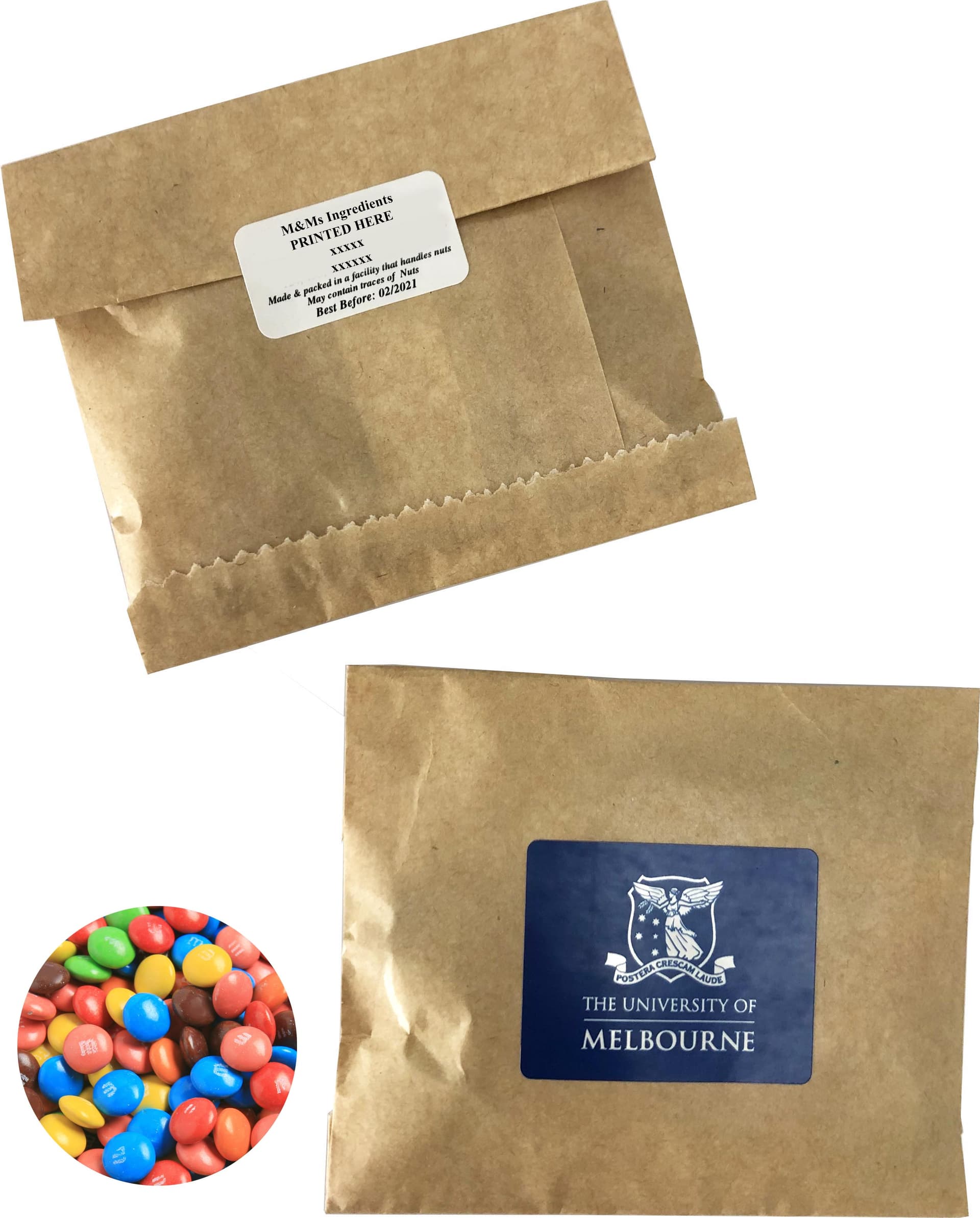 Kraft Paper Bag with Mini M&Ms 50g