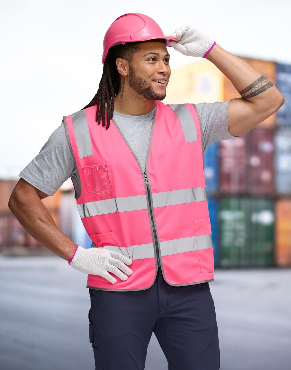 Hi Vis Safety Zip Vest With ID & Utility Pockets