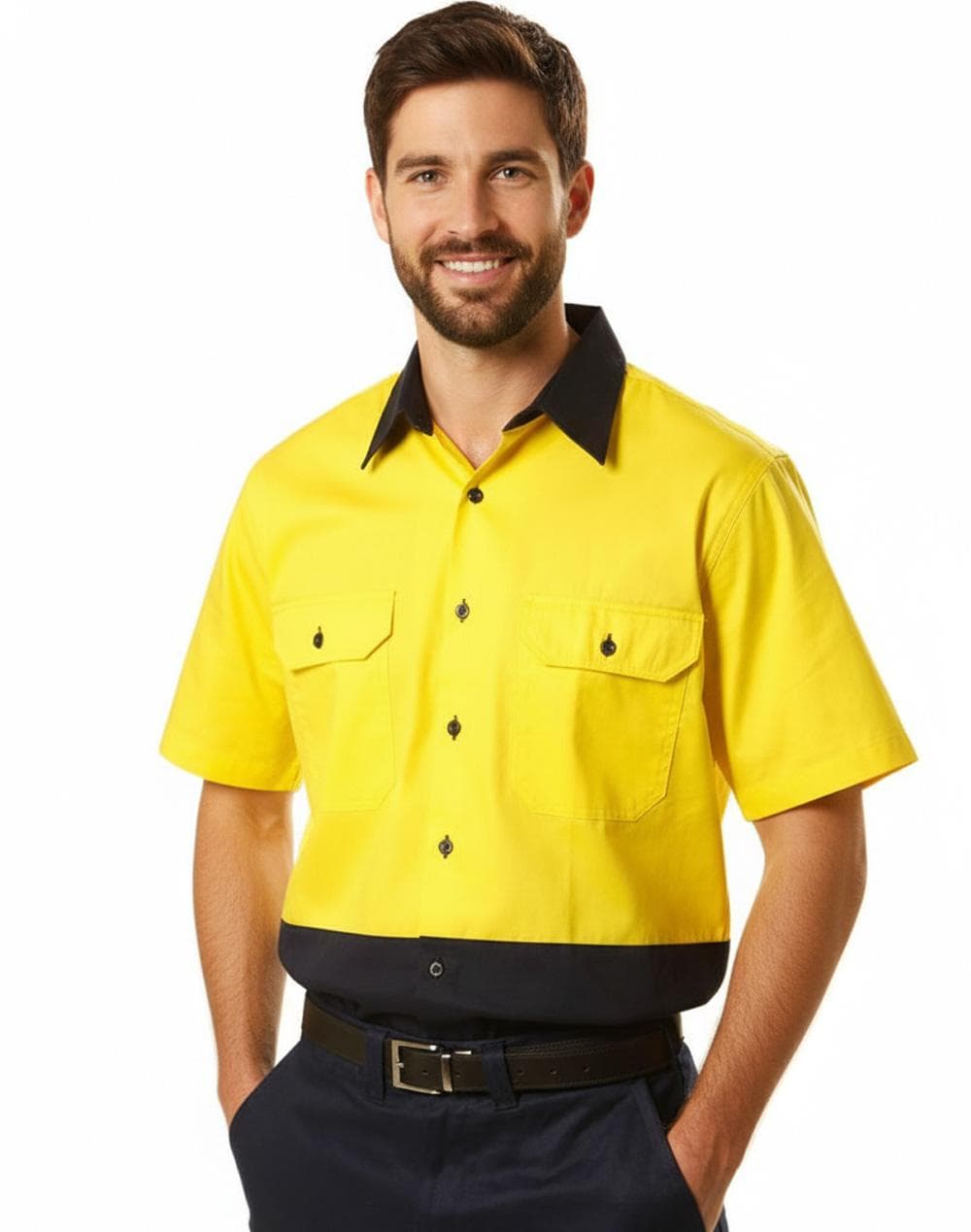 Hi-Vis two tone S/S cotton work shirt